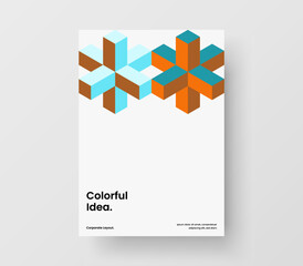 Multicolored geometric tiles poster template. Amazing journal cover design vector layout.