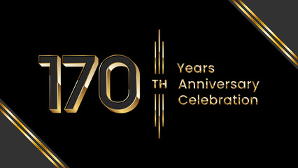 170th Anniversary. Anniversary template design with golden text for anniversary celebration event. Vector Templates Illustration