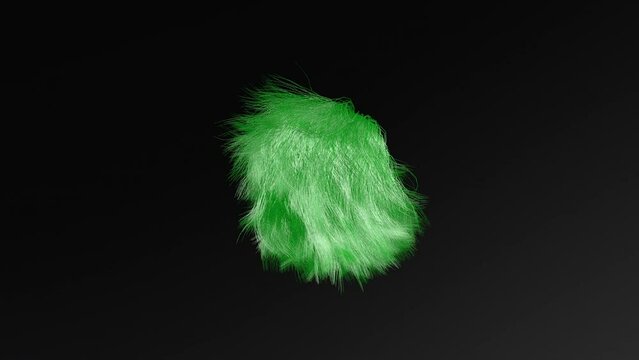 Abstract Green Hair Animated Object on Black