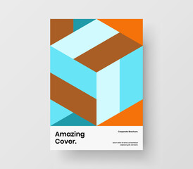 Vivid geometric shapes catalog cover concept. Fresh annual report A4 vector design layout.