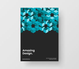 Unique geometric shapes leaflet illustration. Bright poster design vector template.