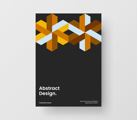Original book cover A4 design vector layout. Unique geometric shapes company brochure template.