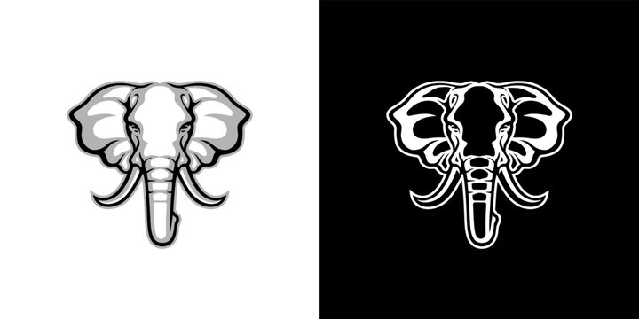 Elephant head vector illustration logo on white and black background	