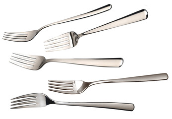 Essgabel in verschiedenen Positionen freigestellt