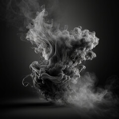 Photorealistic smoke on a black background, a puff of smoke on a black background, generative ai