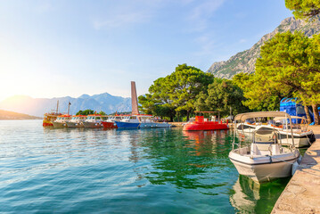Anchored boats in Kotor