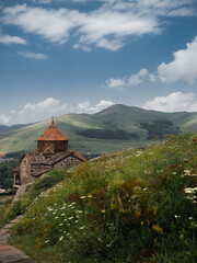 Fototapeta na wymiar Sevanavank , a monastery on the northwestern shore of Lake Sevan, Geharkunik Province, Armenia