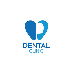 letter p dental logo design vector