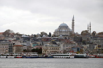 Naklejka premium panorama of the city through the Bosphorus