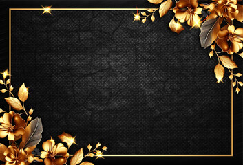 luxury floral  golden background. Generative ai