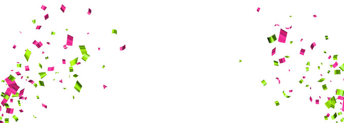 Pink and green cut out foil ribbon exploding confetti.