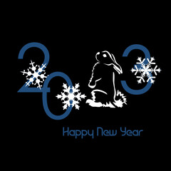 Traditional Chinese calendar 2023 year. Year of the black water rabbit. Happy new year holiday card