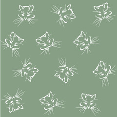 New Year's vector pattern from the line drawing of the angora cat. Trend colors 2023. Chinese New Year 2023 is the year of the cat