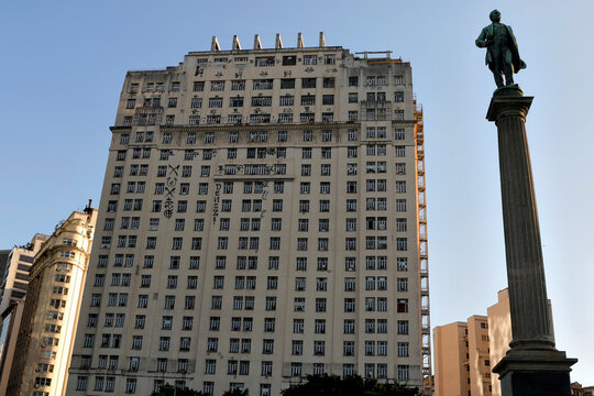 At Maua Square, statue of Bar&atilde;o de Mau&aacute; and The Night building  are popular touristic attractions - Rio de Janeiro, Brazil