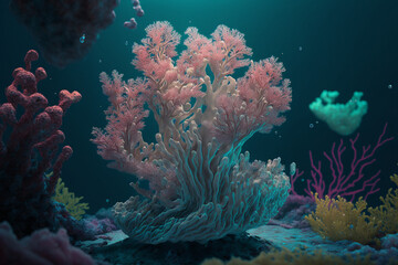 Naklejka na ściany i meble coral reef in sea, underwater photography, fish