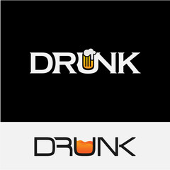 Letter U drunk logo, Drunk typography logo design collection - vector illustration.
glass of beer, emblem, logo, label design, vector illustration. Clicking beer mugs in the black and white sketch.