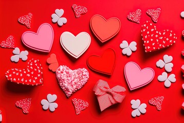 Valentines Day. Love. Sweet Hearts on a pink background Wedding. Gifts & Card. St. Valentine's Day. Generate AI.