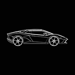 Naklejka premium Sports car vector line art template