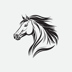 Horse face line art vector illustration