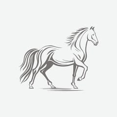 Full body horse line art logo template