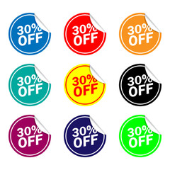 set 30 percent offer of colorful sale labels