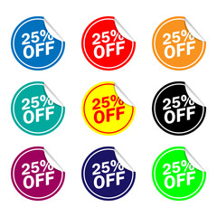 set 25 percent offer of colorful sale labels