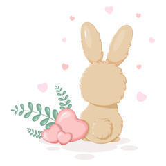 Valentine's Day postcard with romantic bunny