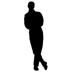 Vector silhouettes of people. Peoples shape. Black color on isolated white background. Graphic illustration. EPS10.