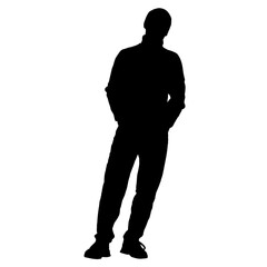 Vector silhouettes of people. Peoples shape. Black color on isolated white background. Graphic illustration. EPS10.