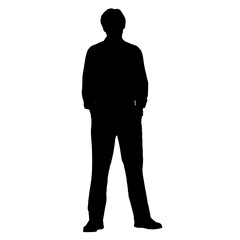 Vector silhouettes of people. Peoples shape. Black color on isolated white background. Graphic illustration. EPS10.