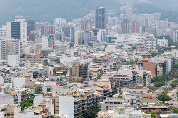 Fototapeta na wymiar Buildings in the Ipanema neighborhood seen from Cantagalo Hill in Rio de Janeiro, Brazil.