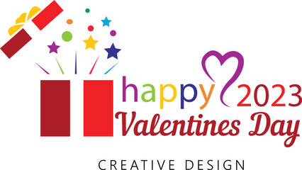 Happy Valentine 2023 Greeting Poster with gift box
