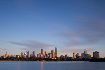 Fototapeta na wymiar The Melbourne city skyline at sunrise