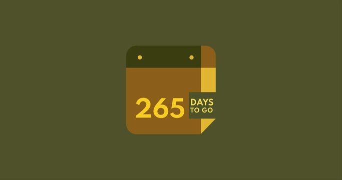 265 days to go calendar icon, 265 days countdown modern animation, Countdown left days