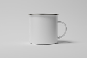 Clean white tourist enamel mug. Suitable for mockups