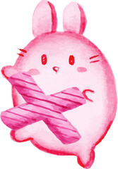 valentine pink rabbit with alphabet letter o