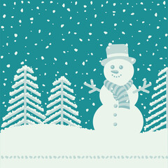 Schneemann und Tannen