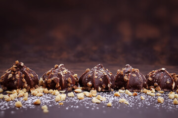 chocolate meringue on dark background dessert