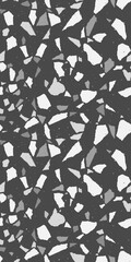 Terrazzo seamless pattern. Modern monochrome tile texture. Vector abstract background.