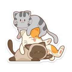 " 3 cute little cats playing " stickers edition