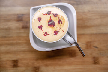 A beautiful egg coffee drink, a traditional drink in Hanoi, Vietnam.