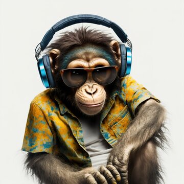 monkey wearing sunglasses and headphone