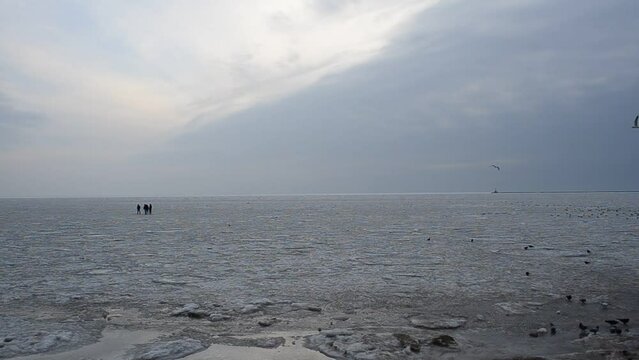 Ice at the sea. Shooting in January.