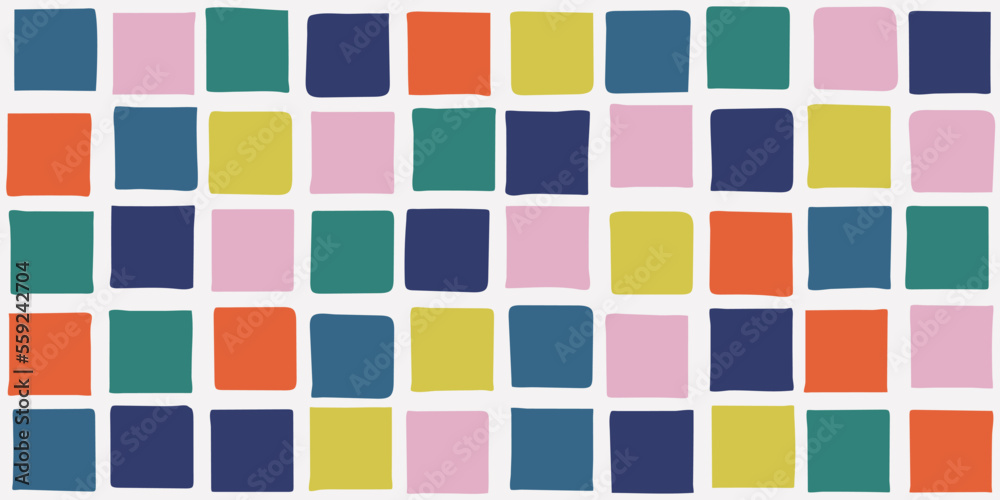 Leinwandbilder Colorful and minimal mosaic cube tile. Texture multicolored for print and stylish illustration. Seamless vector cube tile pattern.