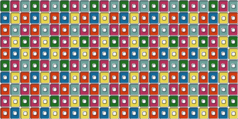 Cube tile.Texture multicolored for print and stylish illustration. Seamless vector for application on pillows, textiles, wallpapers, clothes, notebooks, cups and other interiors.