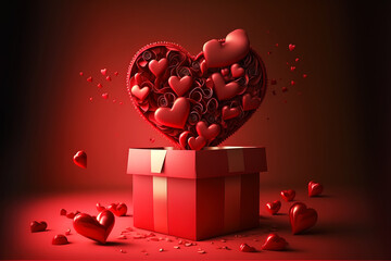 Valentine concept. Hearts fly out of the box. Beautiful, romantic card. Gen Art