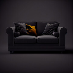 Couch with black background, generative ai