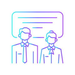 DISCUSSION TEAM Business people icons with blue gradient outline style