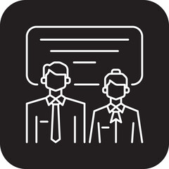 DISCUSSION TEAM Business people icons with black filled line style