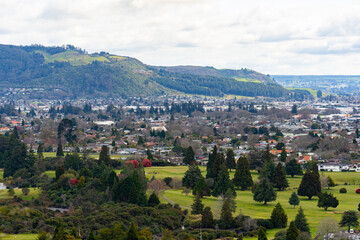 Panorama of the Rotorua township in New Zealand